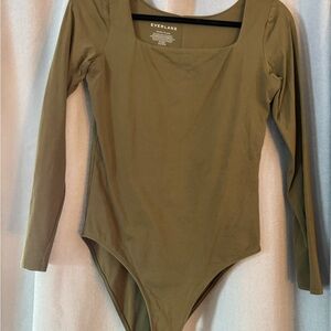 Everlane Khaki Long Sleeve Bodysuit